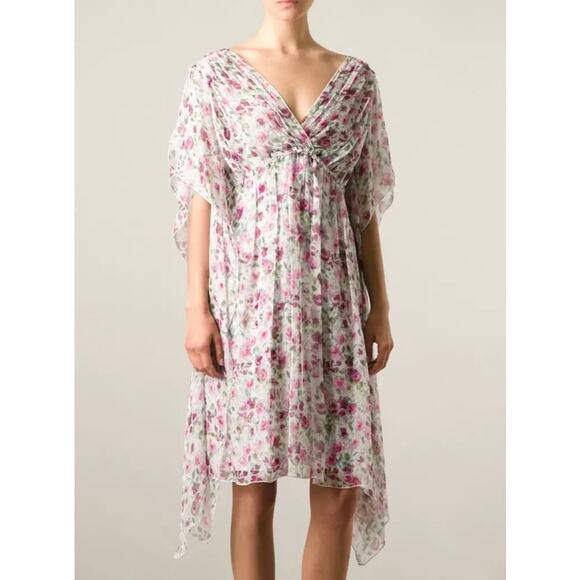 Dolce & Gabbana Authentic Silk Floral Sheer Mini Dress Pink Cottage 4 Fairy 40 - Picture 2 of 12